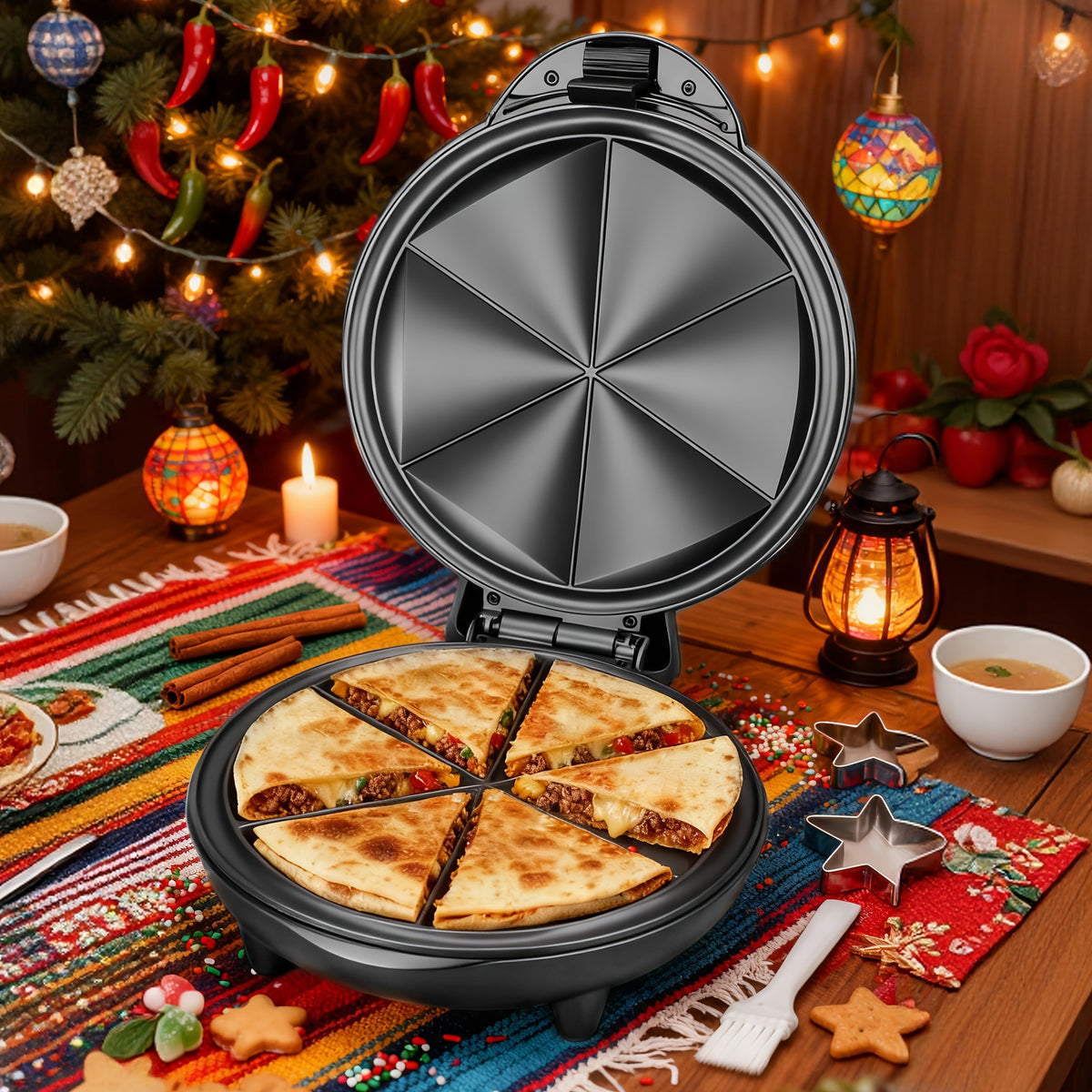 Electric Quesadilla Maker 9.5 Inch – Grilled Cheese Machine, Extra Stuffing Capacity, Easy 6-Wedge Slice, Non-Slip Feet | Also Available as 12 Inch Pizza Maker