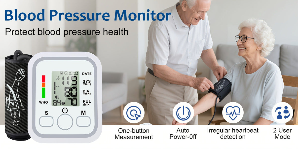 Upper Arm Blood Pressure Monitor – Large LCD, Voice Broadcast, Heart Rate & Irregular Heartbeat Detection, 2×99 Memory, 8.7–14.2" Adjustable Cuff, One-Touch Operation for Seniors & Pregnant Women
