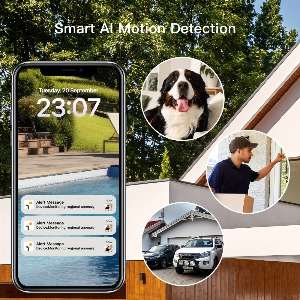 Wire-Free Solar Outdoor Security Camera 3MP PTZ 360° Pan-Tilt, AI Human Detection, Color Night Vision, Two-Way Audio, 2.4G WiFi, Cloud & SD Storage – Laxihub GO2T Wireless Weatherproof Camera