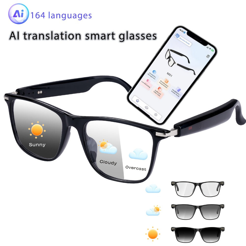 ChatGPT AI Translation Glasses with 160-Language Real-Time Translation, Photochromic Lenses, HiFi Audio & HD Calls – 19 Frame Styles, Unisex Smart Eyewear for Travel & Business