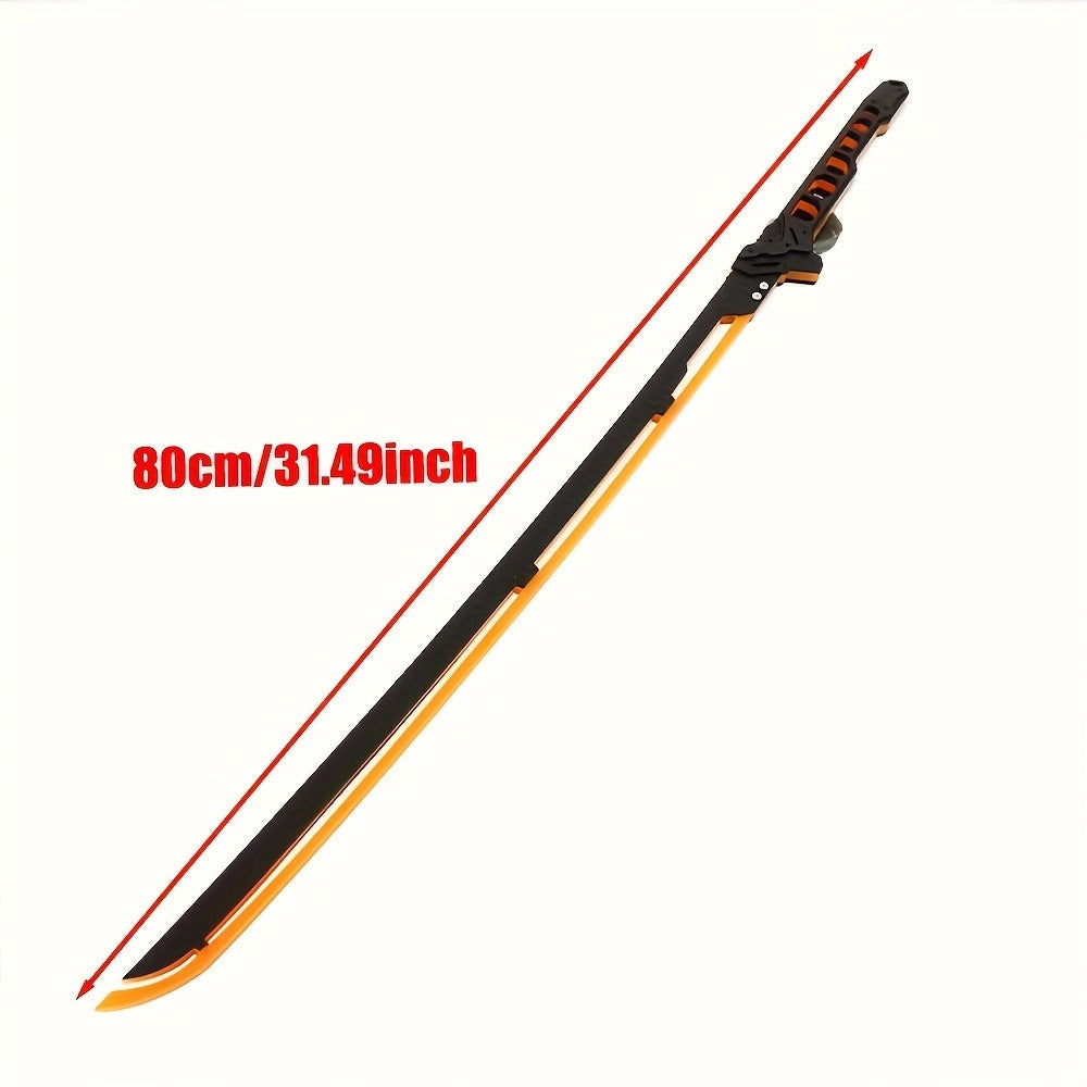 LED Cyberpunk Katana Prop 80cm Acrylic Luminous – 1:1 Scale Sci-Fi Glowing Sword for Cosplay Halloween Masquerade Party Display Collectible Blunt Safe Red Orange Green