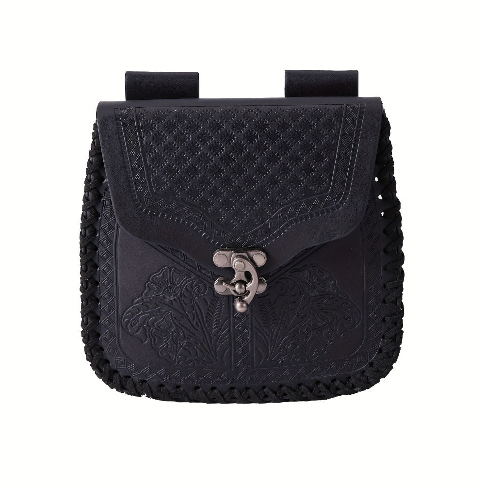 Dragon-Embossed Faux Leather Waist Bag for Renaissance Faire and Cosplay