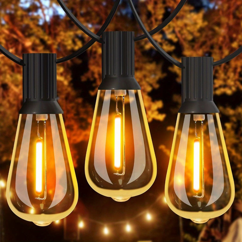 Patio String Lights 100FT ST38 Edison Bulbs Shatterproof – 2700K Warm White Dimmable Connectable Outdoor Hanging Lights with Hooks for Patio Garden Wedding Bistro Party Christmas Decor