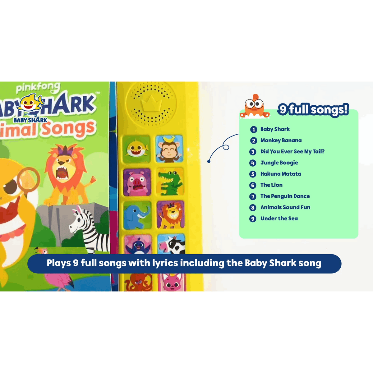 Baby Shark Sound Book for Toddlers — Pinkfong 10-Button Interactive Animal Songs Sing-Along Nursery Rhymes Learning Book Kids Ages 1-3, Birthday Baby Shower Christmas Gift