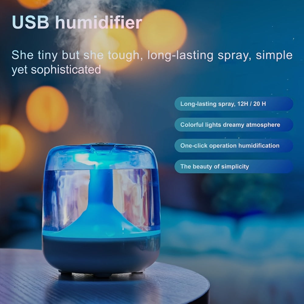 Cool Mist Humidifier with 7-Color Night Light & Transparent Tank | USB Quiet Humidifier 24H Runtime, 2-Speed Mist, Top-Fill Design for Bedroom, Office & Small Spaces | White & Green