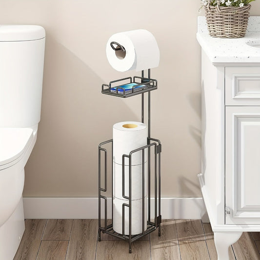 Freestanding Toilet Paper Holder with 3-Roll Reserve Storage, Stainless Steel