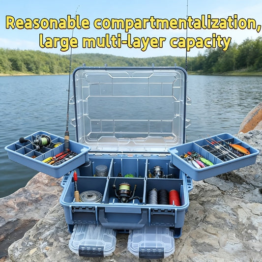 Fishing Tackle Box with Adjustable Dividers, Multi-Layer Storage and Carry Handle