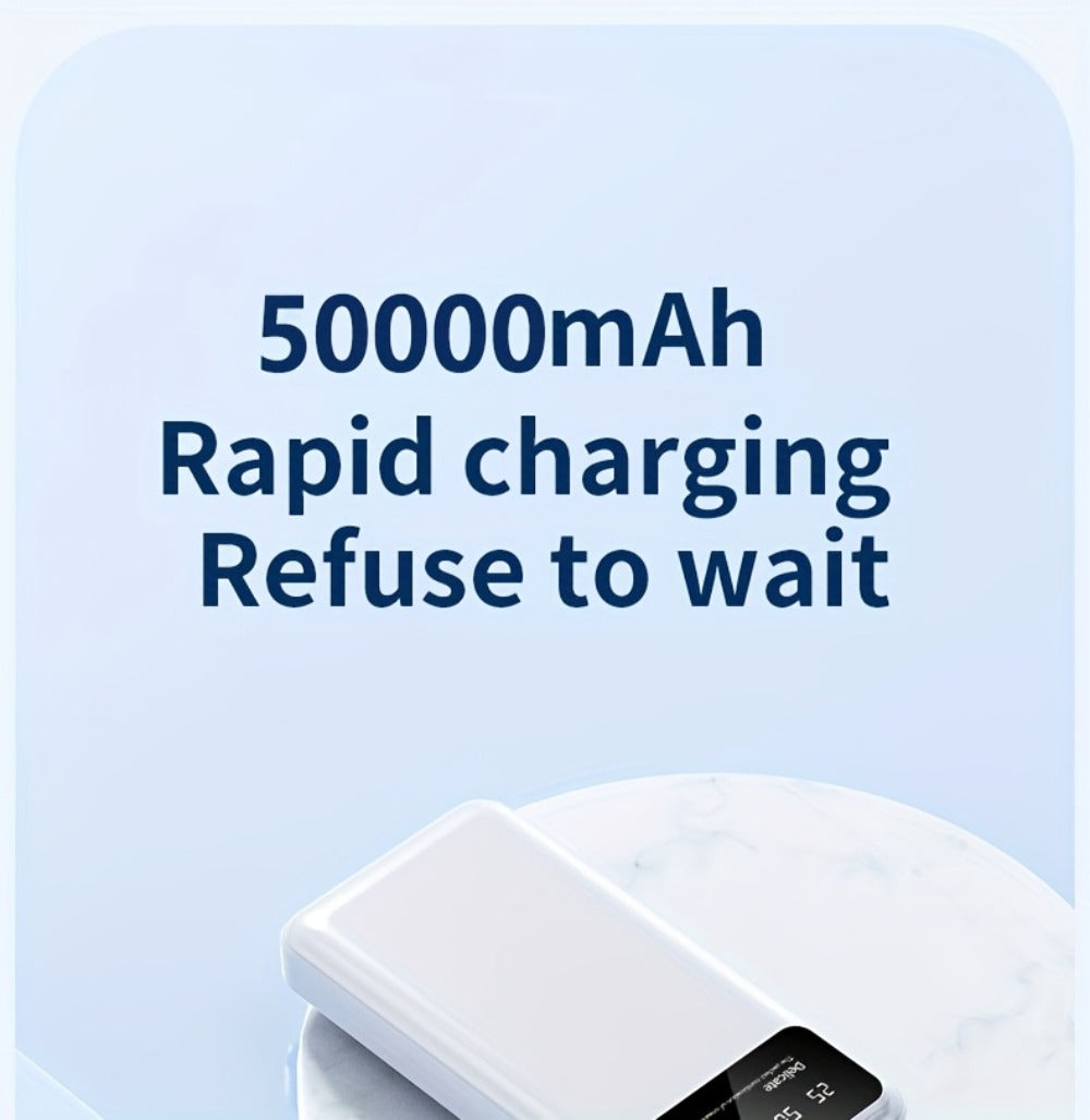 50000mAh Power Bank Outdoor Emergency Charger with LED Display Flashlight Dual USB Backup Battery Pack for iPhone Android Samsung – Portable Solar Travel Charger