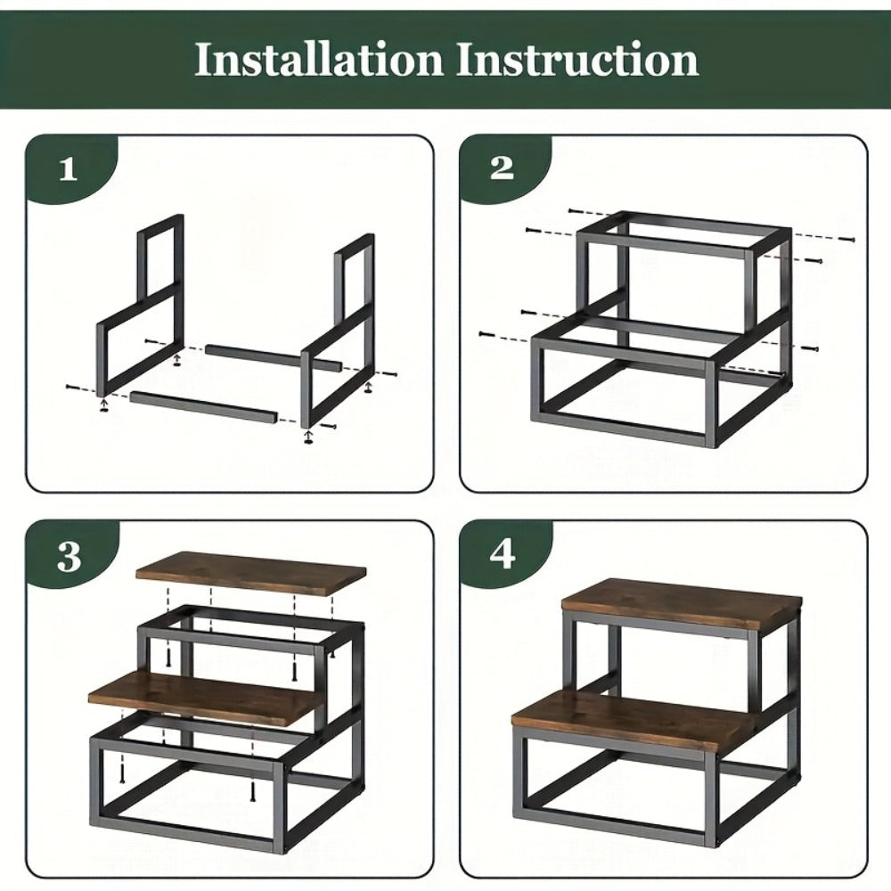 2-Step Wooden Step Stool Heavy Duty for Adults – Solid Wood Two Tier Stepping Stool, Multifunctional Bedside Step Ladder, Portable Non-Slip Foot Stool for Bathroom, Bedroom, Kitchen, Office – Easy to Carry, Durable Build