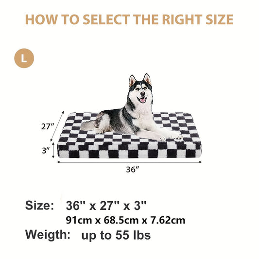 Dog Bed with Removable Washable Cover, Black and White Plaid, S–XXL
