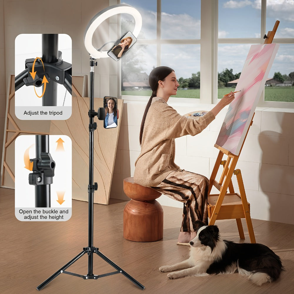 43-Inch Stand LED Ring Light with Phone Holder USB Powered Portable Circle Fill Light for Photography Video Recording Streaming Makeup Selfie Outdoor Studio Lighting