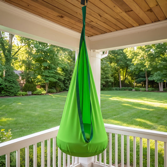 Hanging Hammock Chair with Inflatable Pillow and Storage Pocket, Four Colors