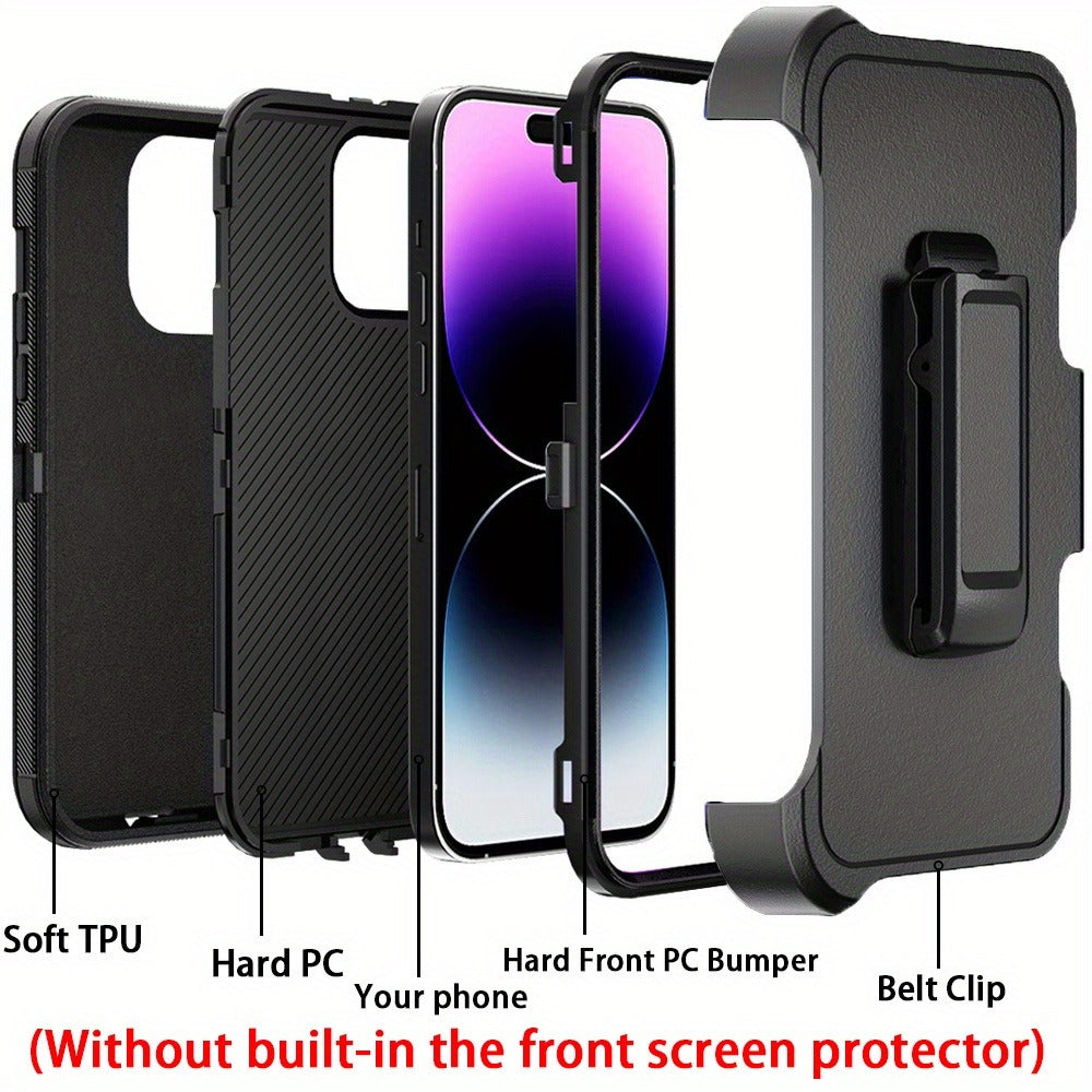 Rugged iPhone 14 Belt Clip Holster Case with Rotating Clip Heavy Duty TPU PC Dual Layer Shockproof Drop Protection Wireless Charging for iPhone 14 Pro Max 14 Plus 14 Pro 14 – 3 Colors Men Outdoor