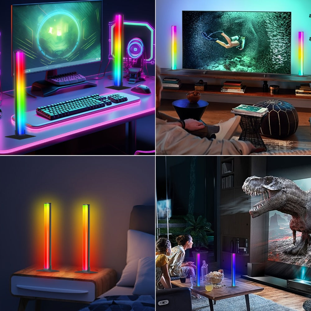 RGBIC Atmosphere Light with Music Sync - Desktop Ambient Light, App & Remote Control, Alloy Body, Multi-Mode Color Adjustment, USB 5V Powered, Single or Pair for Gaming Room, Bedroom & Desk Setup