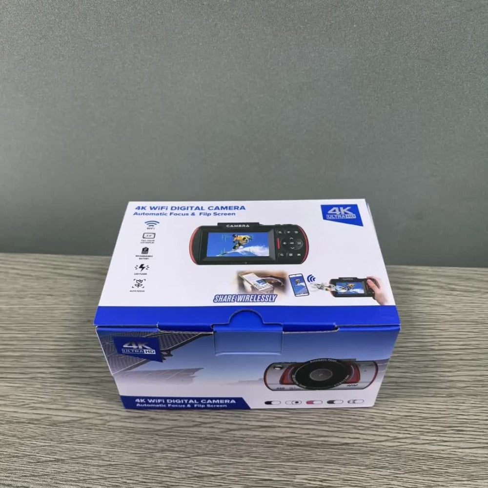 4K Vlogging Camera 48MP Digital Camera with WiFi 3" 180° Flip Screen 16x Zoom Auto Focus Anti-Shake Built-in Fill Light for YouTube Live Streaming Beginners with 32GB SD Card
