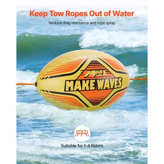 Inflatable Booster Ball for Towable Tubes with PVC Construction and PE Tow Rope