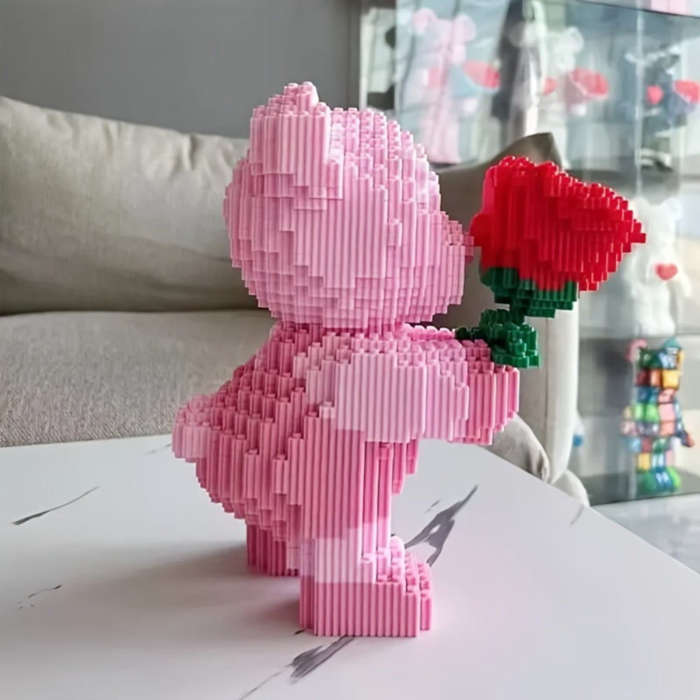 4051-Piece Rose Bear Building Block Set, Model 9049 Display Build