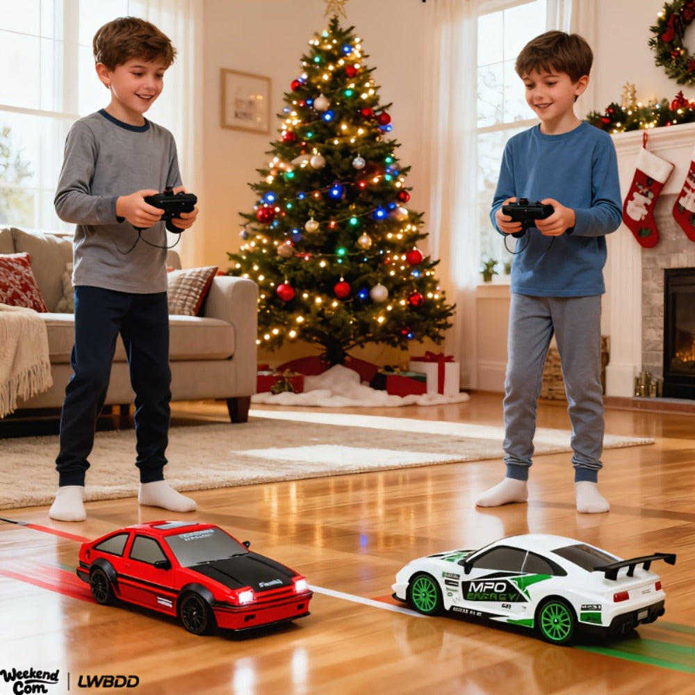 RC Drift Car 1:24 Scale 4WD Remote Control Sports Car, 2.4GHz Indoor Drift Racer, Red