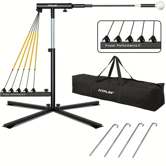 Baseball Swing Trainer with 5 Resistance Bands & Auto Reset, Adjustable 31–47 Inches