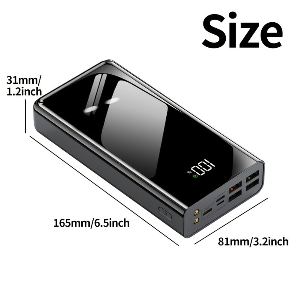 50000mAh High Capacity Power Bank Portable Charger LED Display USB-C Micro USB Fast Charging Multi-Port Emergency Backup Battery for iPhone Android Camping Outdoor Travel Black Red