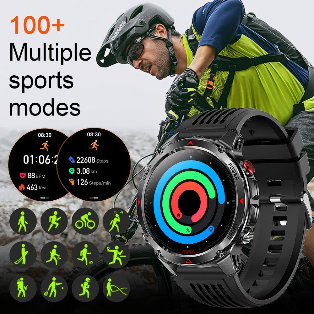 IPX8 Waterproof GPS Smartwatch for Men Outdoor Adventure 3ATM 1.46 Inch IPS Display Multi-Sport Tracking Wireless Calling Message Notifications Compatible with Android iPhone – Black Steel Silver Camouflage