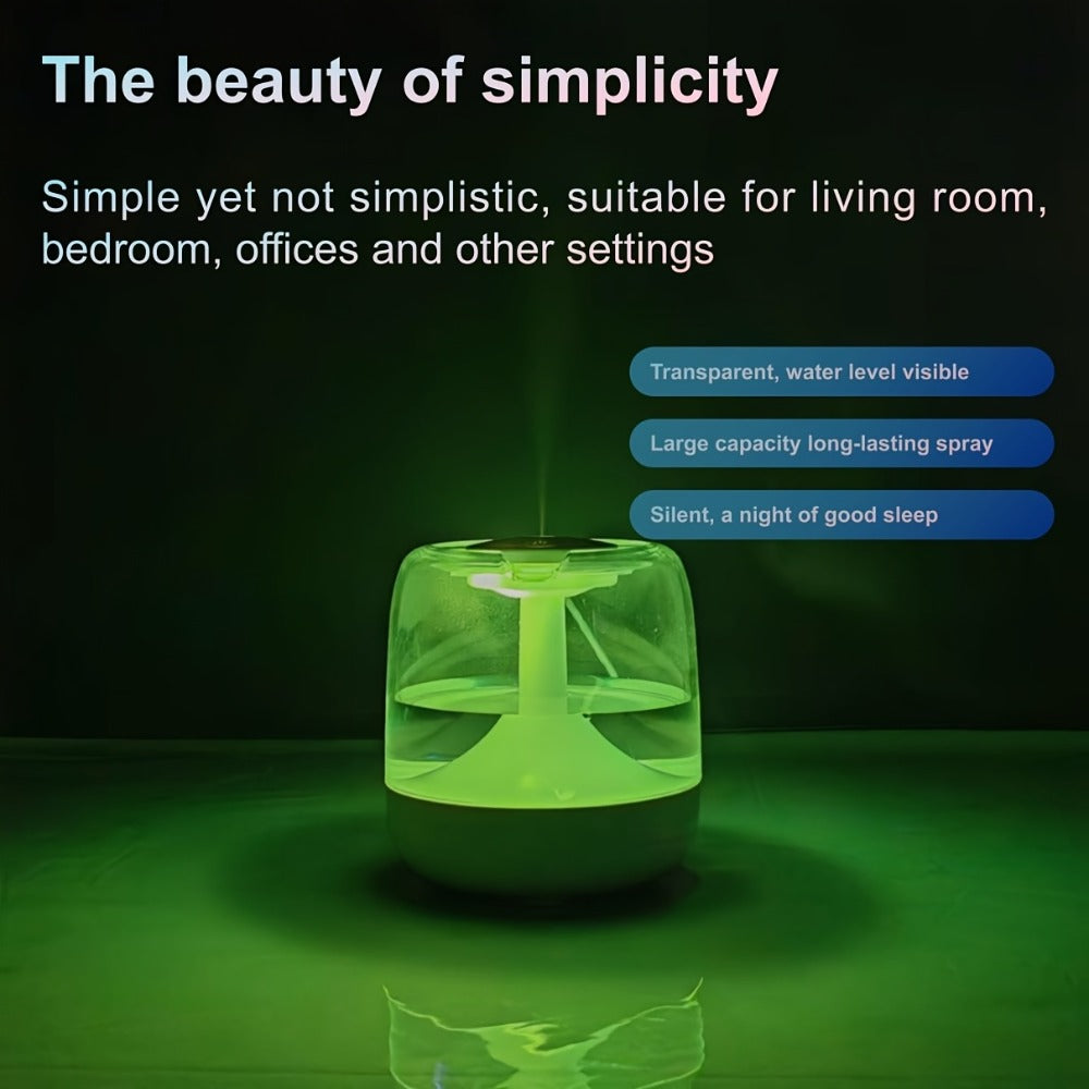 Cool Mist Humidifier with 7-Color Night Light & Transparent Tank | USB Quiet Humidifier 24H Runtime, 2-Speed Mist, Top-Fill Design for Bedroom, Office & Small Spaces | White & Green