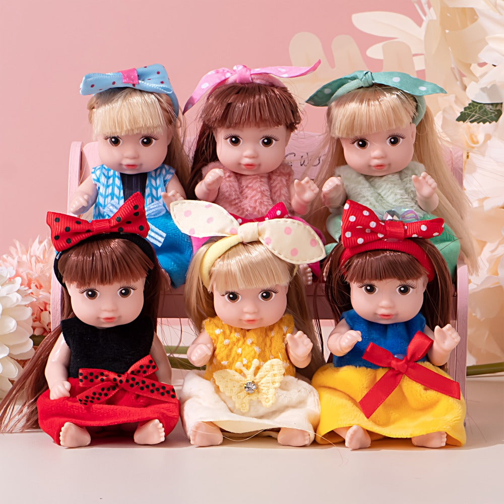 4-Inch Mini Fashion Dolls 6-Pack with Stylable Hair and Rotating Limbs
