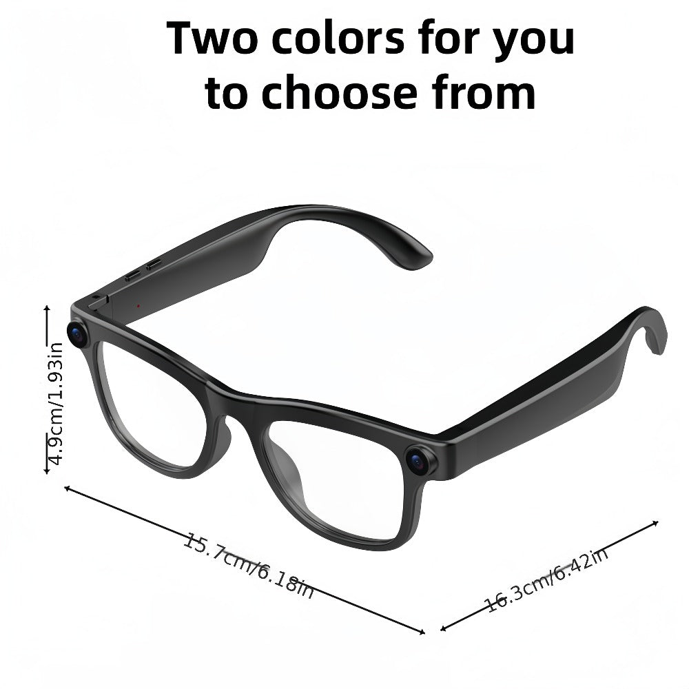 Smart Glasses with Camera 200MP Dual Lens AI POV Recording – Hi-Fi Open-Ear Audio | Touch & Voice Control | Ultra-Long Battery | Cycling Sports Outdoor Photography | Transparent & Black Lenses | Tech Gift