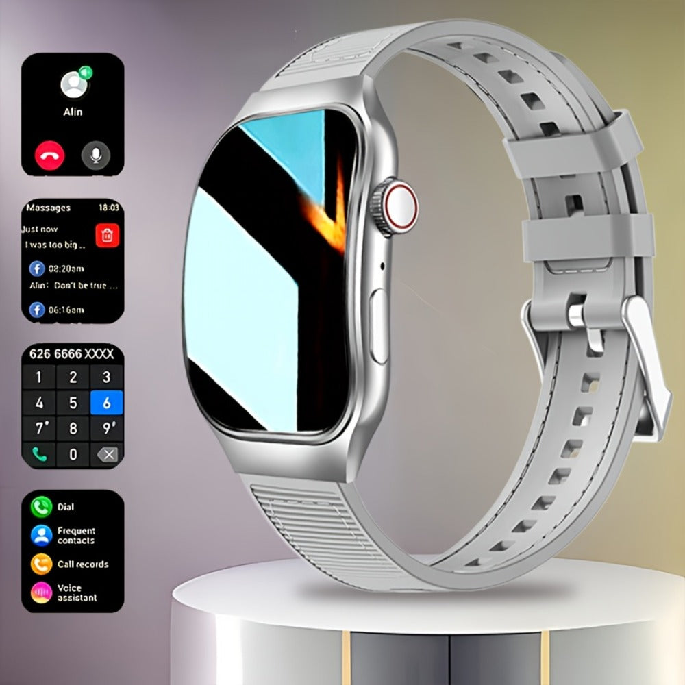 Smartwatch with Mini Games & Voice Assistant, 2.01" Curved Full Touch Screen, HD Wireless Calling, 100+ Sport Modes, Heart Rate SpO2 Sleep Tracker, Magnetic Charging, Deployable Buckle – Men & Women