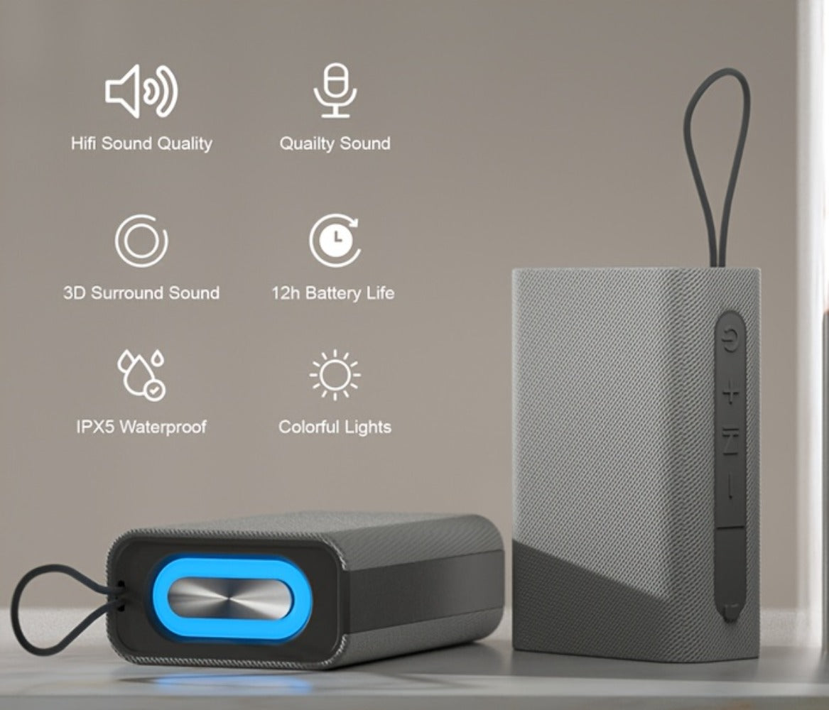 Portable Bluetooth Speaker Stereo Surround Sound USB-C Rechargeable Compact Wireless Speaker for PC Smartphone Tablet Outdoor Gym Travel Button Controls