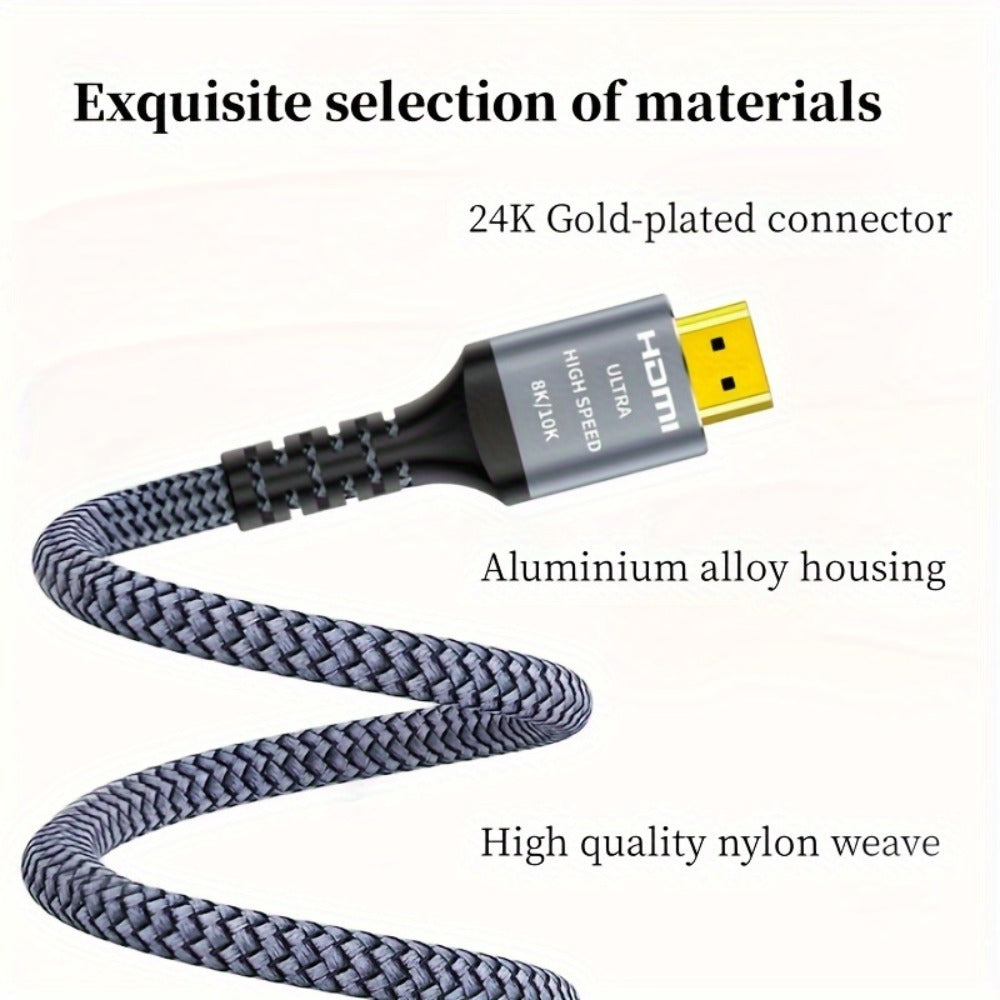 HDMI 2.1 Cable 8K 48Gbps Ultra High Speed Braided Nylon – 4K@120Hz, eARC, VRR, HDR10+, Dolby Vision, HDCP 2.3 – PS5, Roku TV, Blu-Ray, HDTV – 3.3/6.6/10/15ft