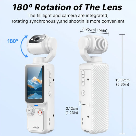 Pocket Camera with Webcam Function, 1.9-Inch Screen, 180° Rotation & USB-C Charging