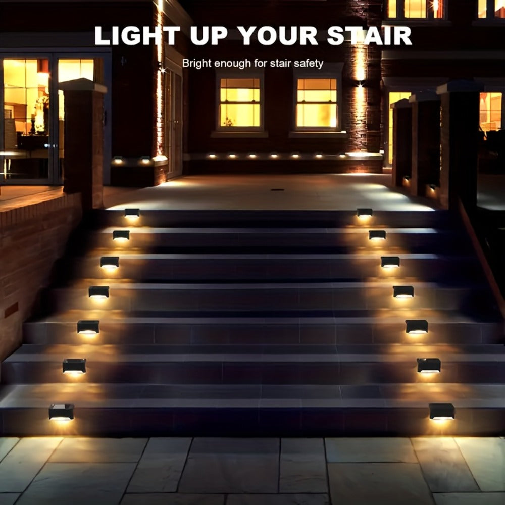 Solar Deck Lights Outdoor Waterproof Auto On Off – Warm White LED Step Stair Fence Lights 800mAh 12-Hour Runtime for Patio Balcony Yard Driveway Garden Black White Brown 8 16 32 Pack