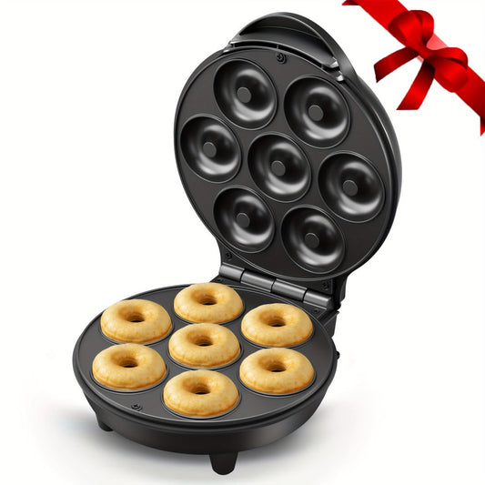 Mini Donut Maker with 7 Nonstick Slots for Homemade Breakfast, Snacks & Desserts