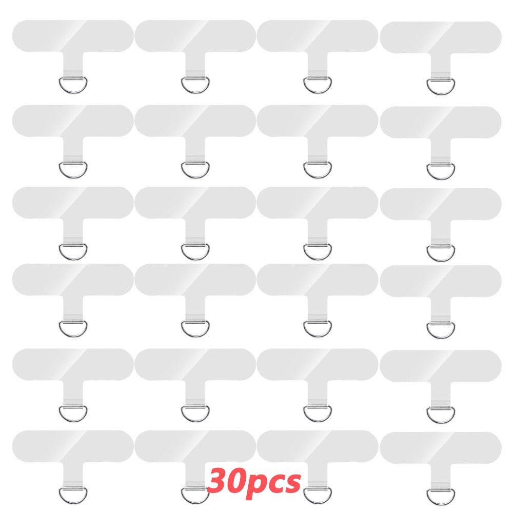 Phone Lanyard Patch 30pcs Transparent TPU Adhesive Pad Metal Buckle Anti-Lost Hook Universal DIY Strap Tether Kit for Phone Cases Keys AirPods Accessories – Clear