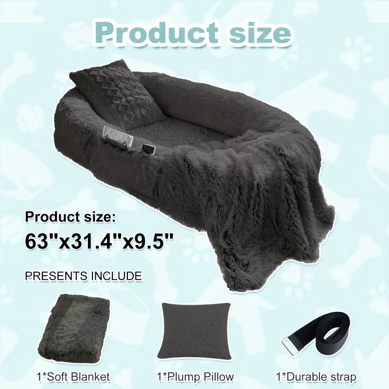 Human Dog Bed with Washable Faux Fur Cover in Two Size Options for People and Pets