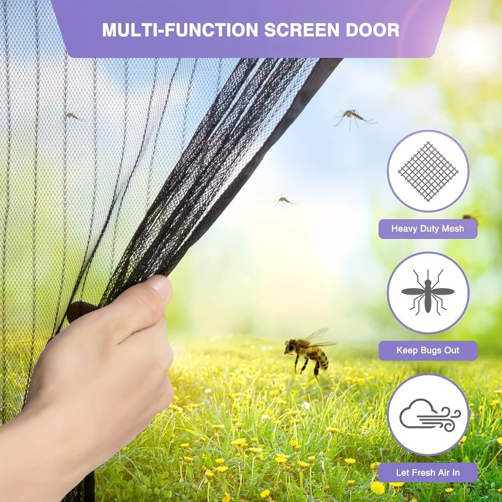 Magnetic Screen Door for Doorways – Heavy Duty Self-Sealing Mesh Door Screen with Magnetic Closure, Hands-Free, Pet & Kid Friendly, Durable Nylon, Fits Most Door Frames, Easy Install