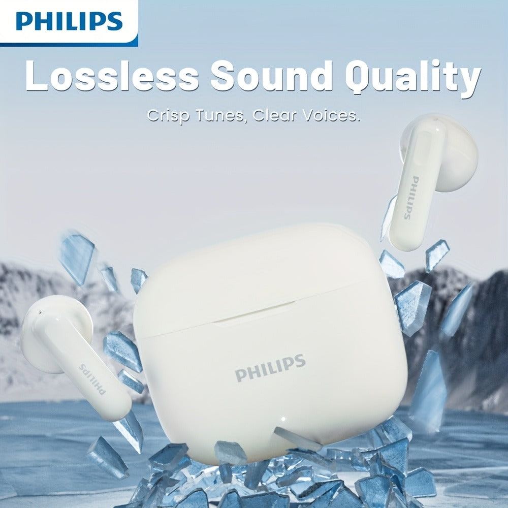 Philips TAT1220 Bluetooth 6.0 Wireless Earbuds ANC Active Noise Cancelling, 360° Surround Sound Open Design Touch Control Type-C Charging, In-Ear Headphones for Sports Daily Use Phone Camping Outdoor