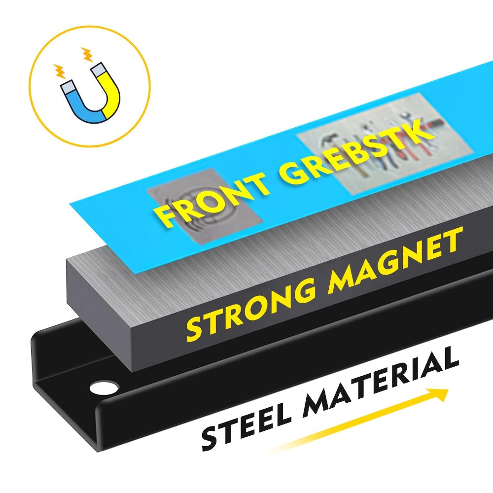 Magnetic Tool Bar Wall Mount Tool Holder 12/18 Inch – Heavy Duty Iron Magnetic Knife Strip & Tool Rack for Kitchen, Workshop & Garage | Wall Mounted Tool Organizer for Knives, Chisels & Hardware Tools