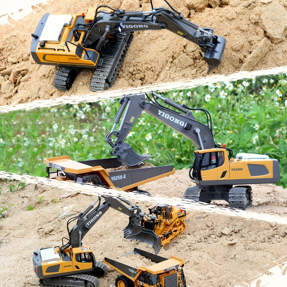 RC Construction Vehicle Toy with Excavator, Dump Truck and Loader Options