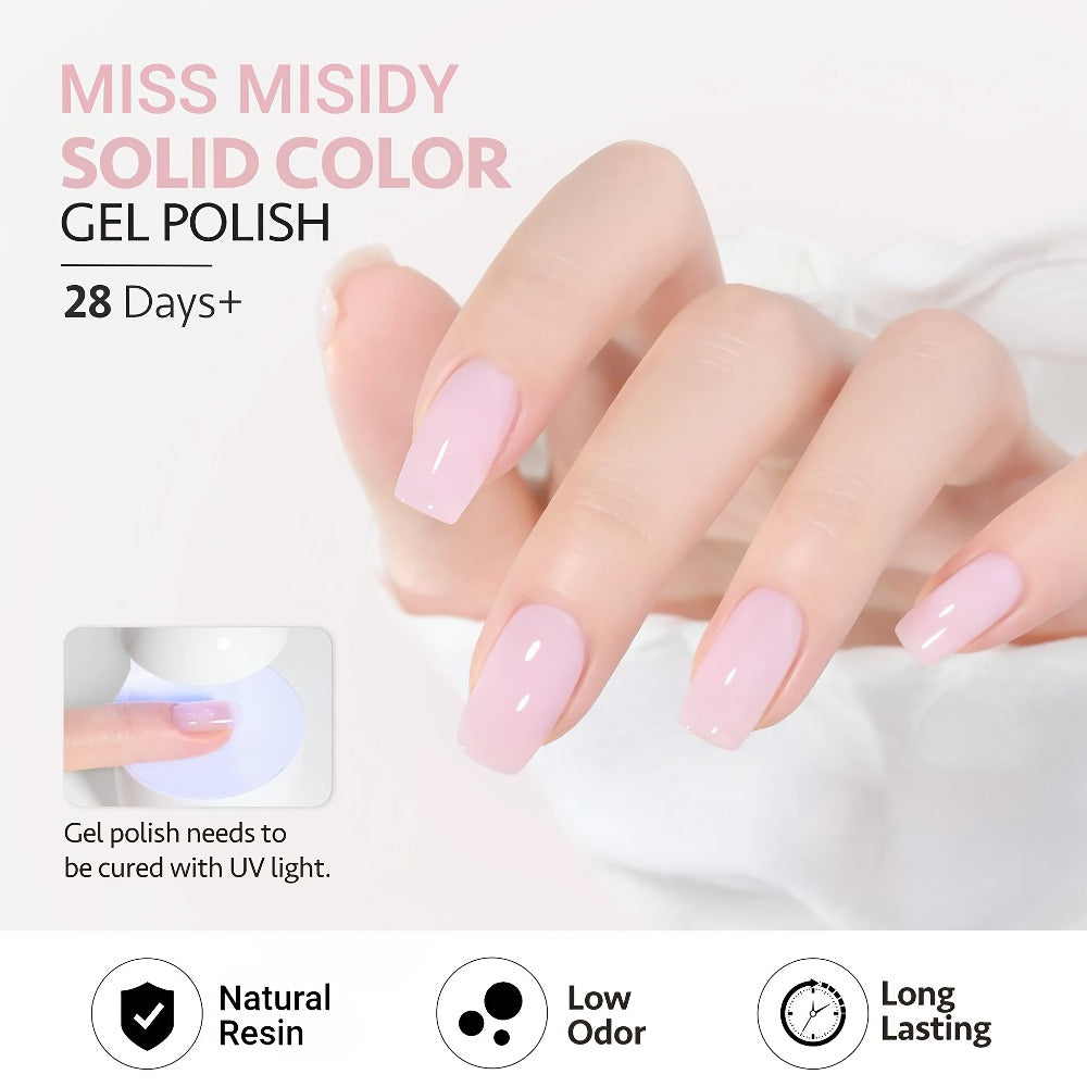 Pink Gel Nail Polish Baby Pink Soak-Off UV LED — MISS MISIDY 16ml Long-Lasting Chip-Resistant Gel Polish for Home & Salon Nail Art, Smooth Self-Leveling Formula, Easy Soak-Off Removal, Everyday & Special Occasions