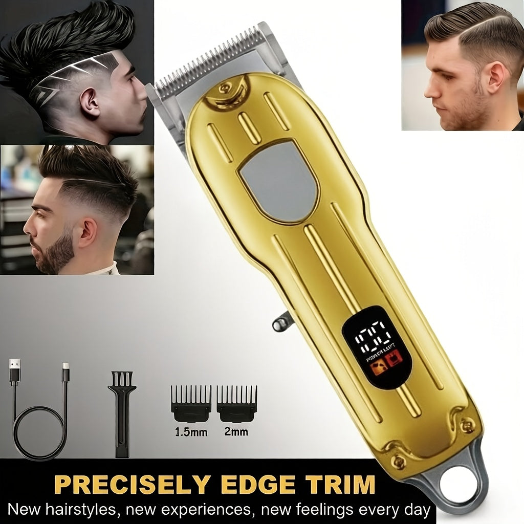 Cordless Hair Clipper for Men - USB Rechargeable Electric Trimmer with Guide Comb, Self Haircut Kit for Home Barbershop Fade, Beard & Neckline Shaping, Great Gift for Dad