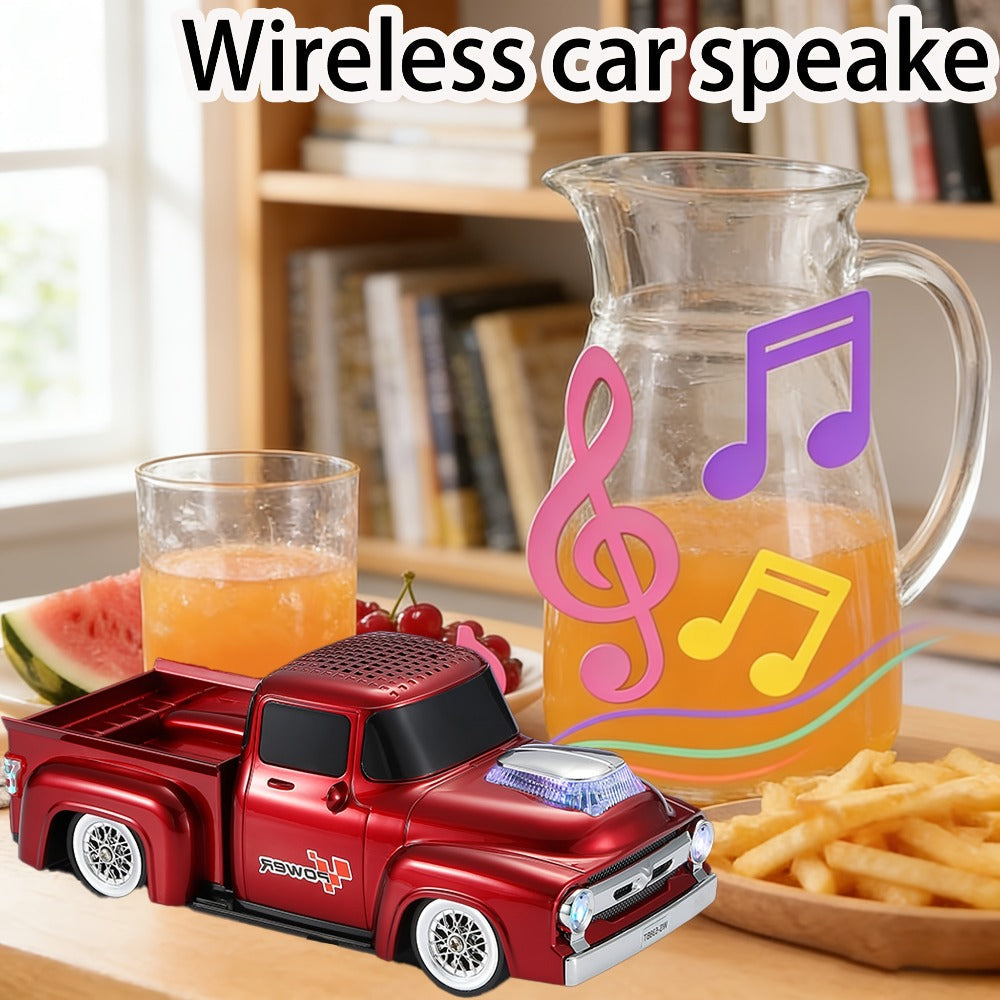 Car-Shaped Bluetooth Speaker with TWS Stereo Sound, Portable Wireless Mini Speaker USB FM TF AUX Compatible with Smartphones Tablets PC, Deep Bass Outdoor Speaker, Fun Holiday Gift for Car Enthusiasts Kids Men