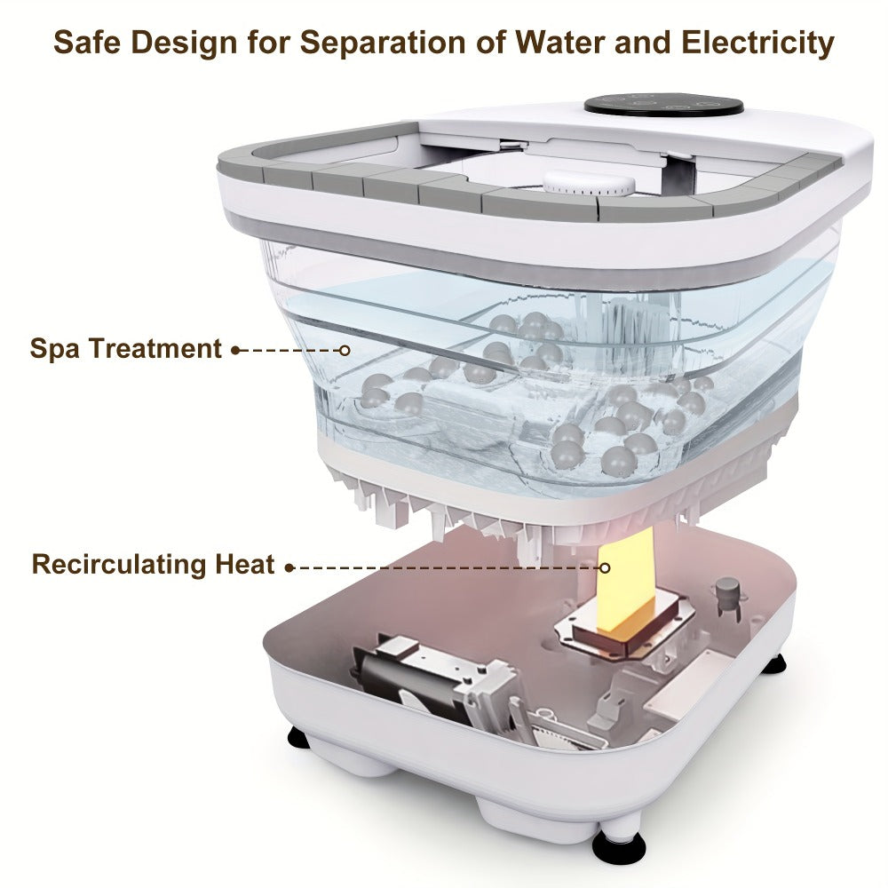 Foldable Foot Spa Bath with 20 Massage Rollers – Touchscreen Temperature Display, Remote Control & Shower Sprayer | Space-Saving Electric Foot Soak Tub for Home Relaxation, Heartfelt Gift for Women