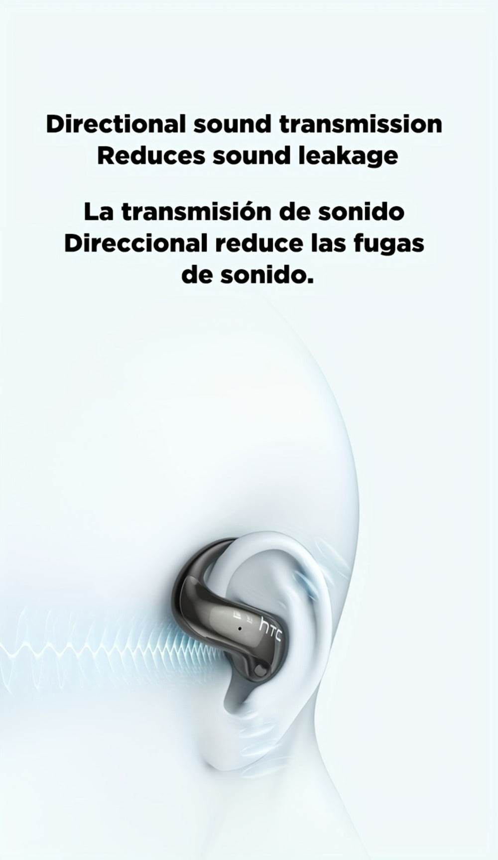 HTC NE19 AI Translation Earbuds TWS 134 Languages, Open-Ear Wireless Bluetooth 5.4 HiFi Audio, Long Battery Life Hands-Free Earphones for Travel Business Sports Casual Daily Use