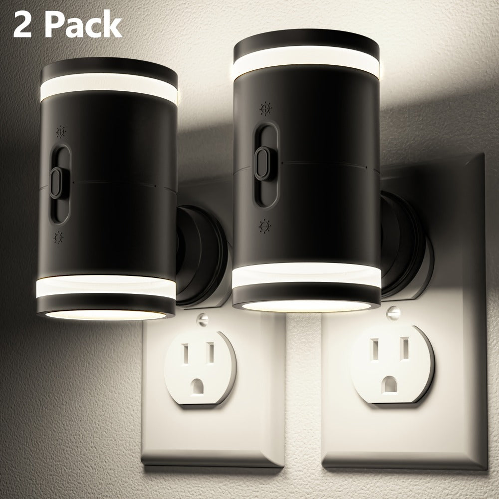 LED Night Light Plug In Dusk to Dawn Sensor – 5-120LM Adjustable Brightness, 3 Color Temperatures, Modern Plug-In Night Lights for Hallway, Bedroom, Staircase, Bathroom & Toddler Room, 2 or 4 Pack