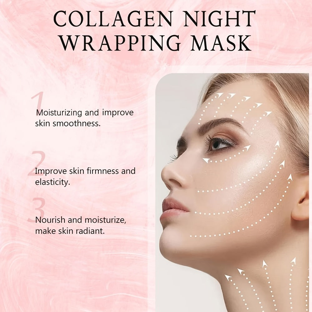 Collagen Night Mask Korean Skincare – Gel Face Mask with Applicator Brush, Hydrolyzed Collagen, Niacinamide, Vitamin C & Hyaluronate for Hydration & Plumping, Paraben-Free, 80g (MOOYAM)