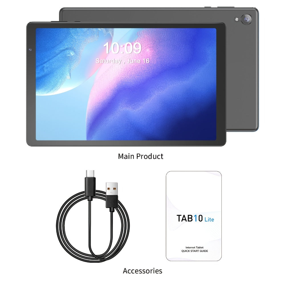 Android 14 Tablet 10 Inch 6000mAh Battery 4GB RAM 32GB ROM Quad-Core HD IPS Screen WiFi Google Play Front Rear Camera Blue Pink Gray Purple with Protective Case