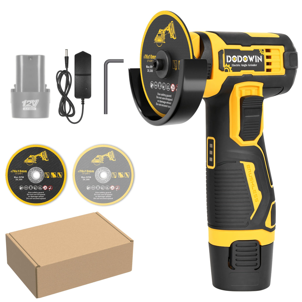 Mini Cordless Angle Grinder 19500RPM – Electric Grinding Polishing Tool for Metal Wood Stone Concrete | Lithium Power Grinder with Battery Options