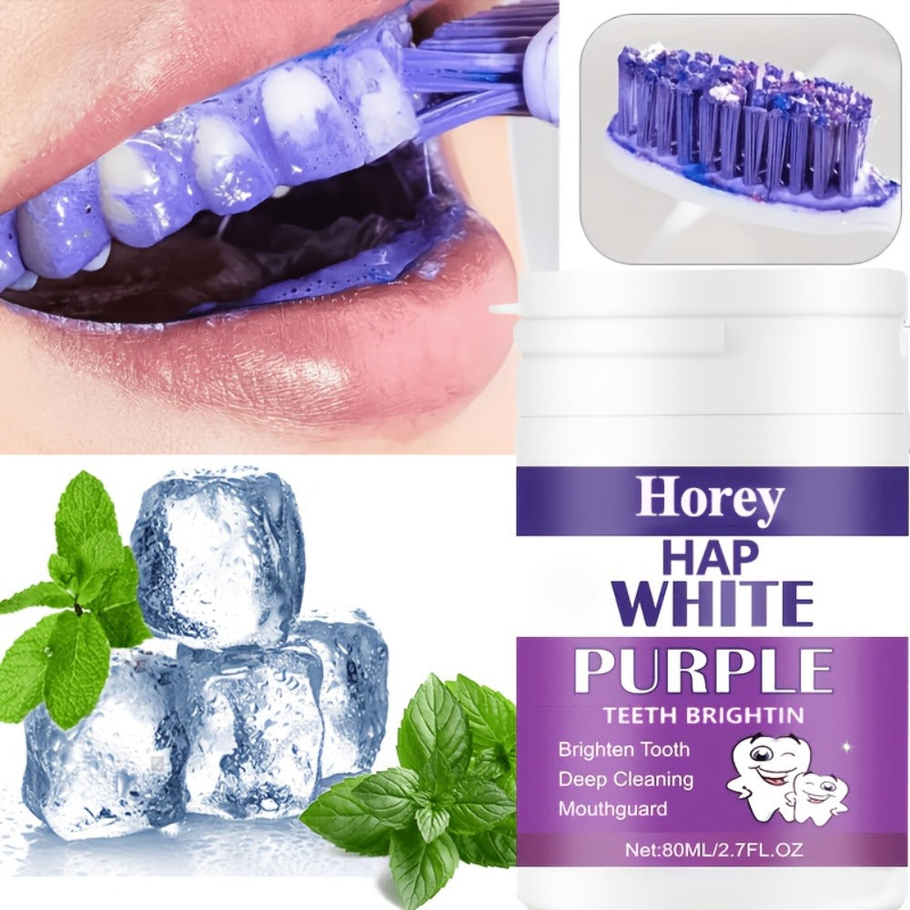 Purple Teeth Whitening Powder for Sensitive Teeth – BPA-Free Alcohol-Free Tooth Polishing Powder Deep Cleans Removes Odors Whitens Teeth Gentle Non-Irritating 3-Day Brushing Program for Adults